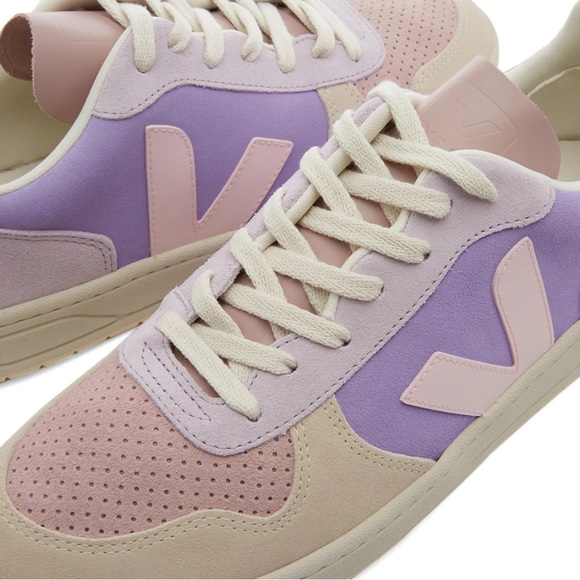 NWT!!! Veja V-10 Leather & Suede Low-Top Sneaker Multi Lavender - Picture 11 of 16